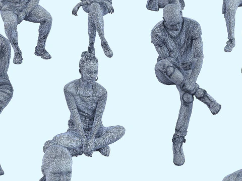 People in sitting poses 3D Model