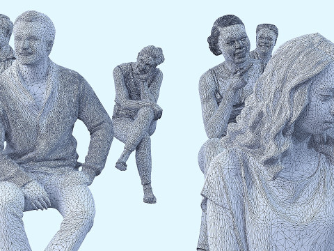 People in sitting poses 7 Modèle 3D
