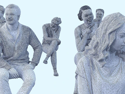 People in sitting poses 3D Model