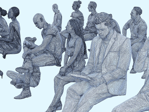 People in sitting poses 7 Modèle 3D