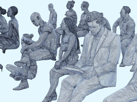 People in sitting poses 3D Model