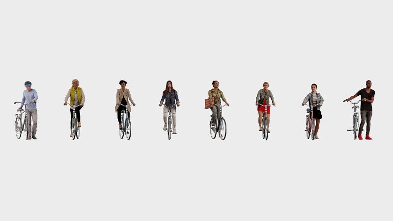 Bicyclists 8 3D 모델 .c4d .max .obj .3ds .fbx .stl .blend 