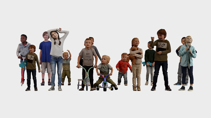 Children group 14 Model 3D .c4d .max .obj .3ds .fbx .stl .blend