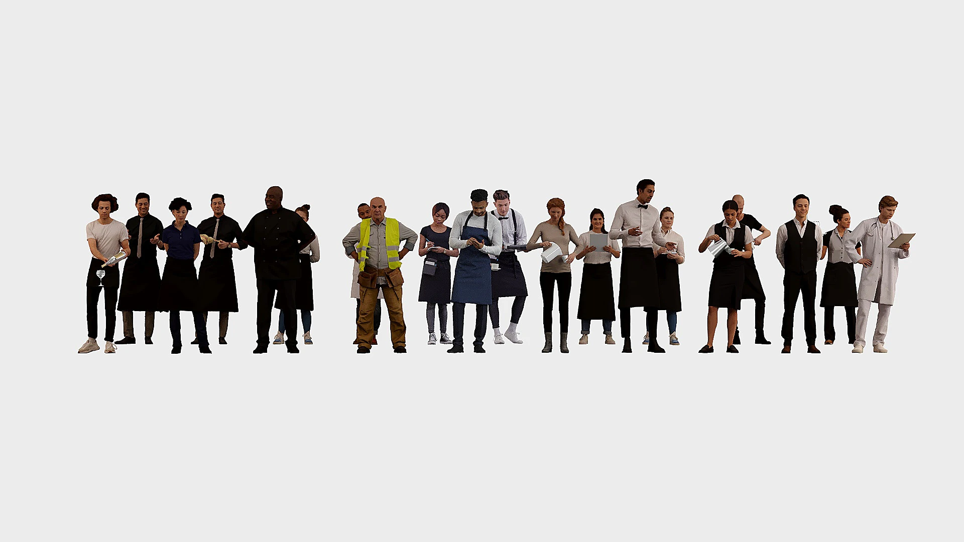 Men in Uniform x20 3D Model .c4d .max .obj .3ds .fbx .stl .blend 
