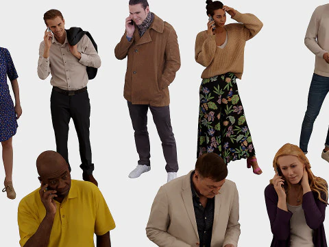 People talking on the phone x36 3D Model