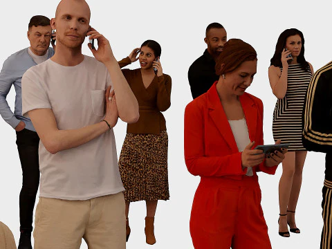 People talking on the phone x36 3D Model