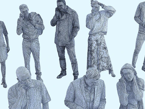 People talking on the phone x36 3D Model