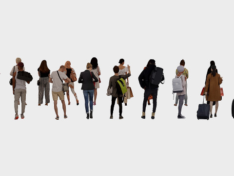 People with bags x17 Model 3D