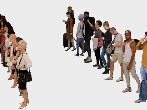 People with bags x17 Model 3D