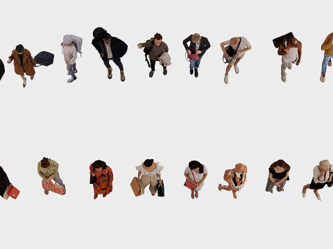 People with bags x17 Model 3D