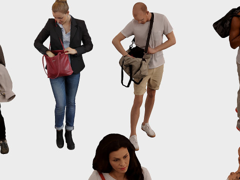 People with bags x17 Model 3D