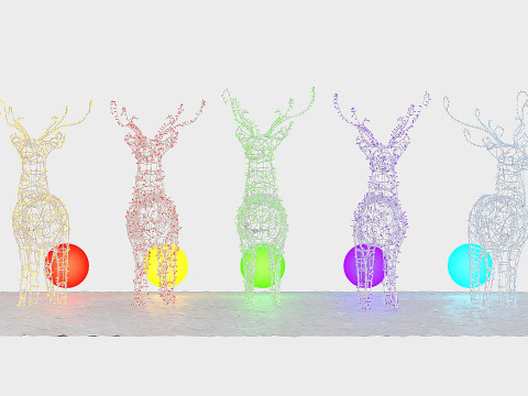 Santa Clauss reindeer 5 pieces 3D 모델
