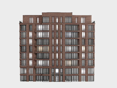 Brick residential building 3D Model