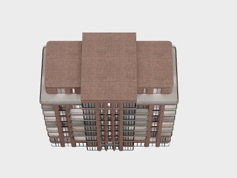 Brick residential building 3D Model
