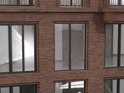 ईंटों से बनी आवासीय इमारत 3D मॉडल