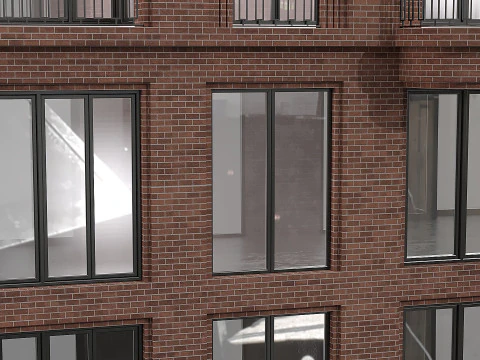 Brick residential building 3D Model