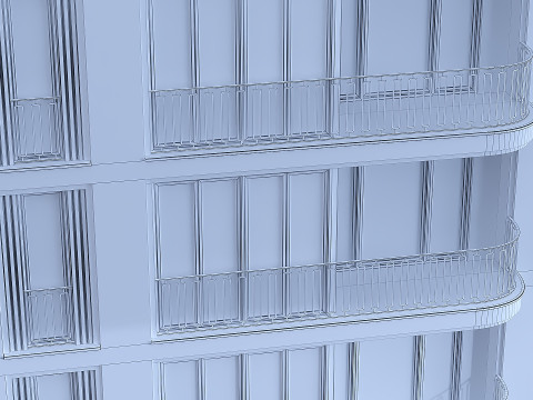 ईंटों से बनी आवासीय इमारत 3D मॉडल