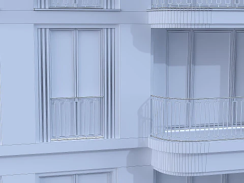 Brick residential building 3D Model