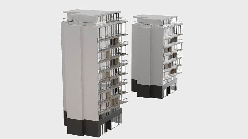 Modern residential building Modello 3D .c4d .max .obj .3ds .fbx .stl .blend