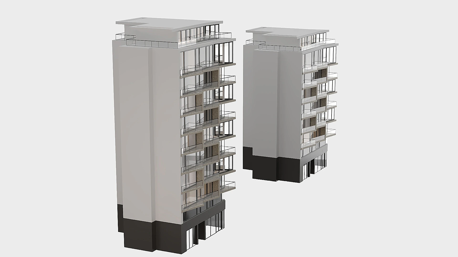 Modern residential building 3D Model .c4d .max .obj .3ds .fbx .stl .blend 