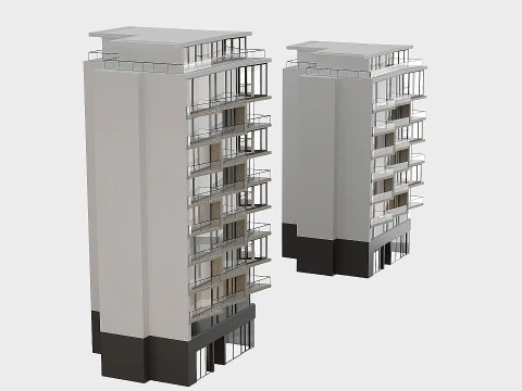 Edif&iacute;cio residencial moderno Modelo 3D