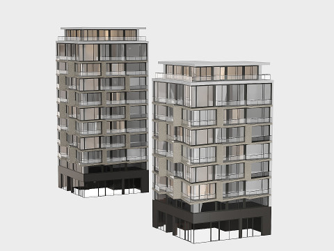 Modern residential building Modello 3D