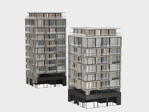 Modern residential building 3D Model