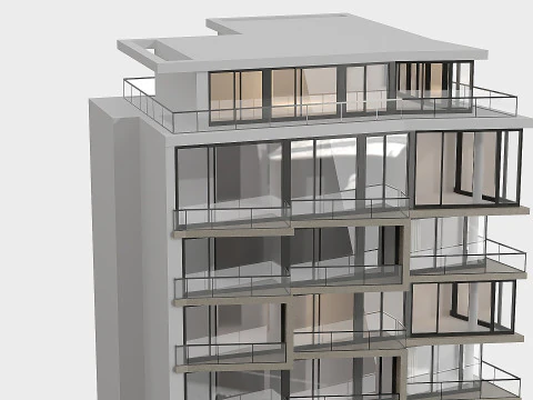 Modern residential building 3D Model