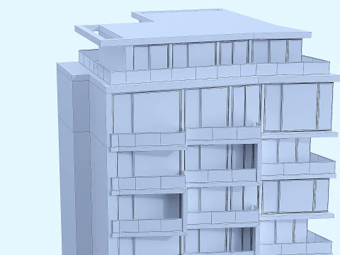 Modern residential building 3D Model