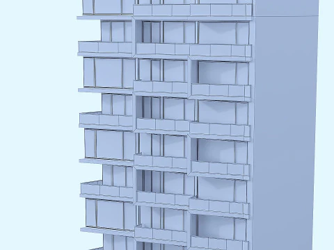 Modern residential building 3D Model