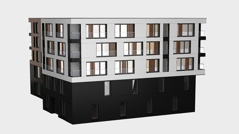Modern residential building 01 3D Model .c4d .max .obj .3ds .fbx .stl .blend 