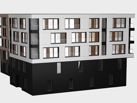 Modern residential building 01 3D Model