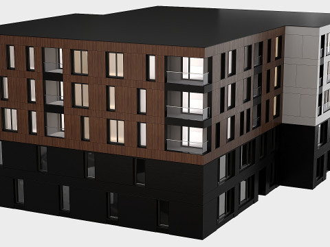 Modern residential building 01 3D Model