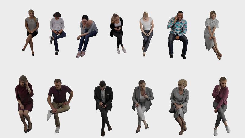 Persone sedute x13 Modello 3D .c4d .max .obj .3ds .fbx .stl .blend 