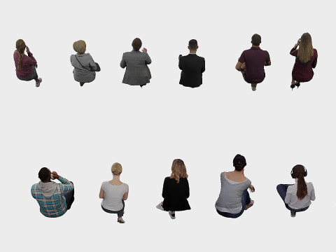 Persone sedute x13 Modello 3D