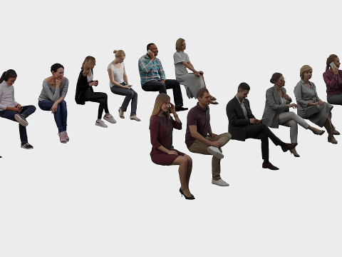 Persone sedute x13 Modello 3D