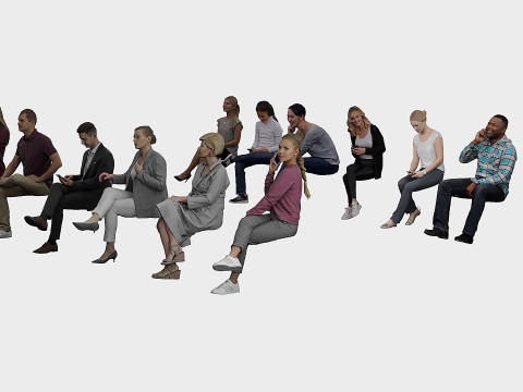 Persone sedute x13 Modello 3D