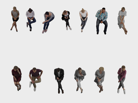 Persone sedute x13 Modello 3D