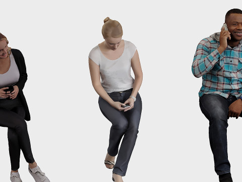 Persone sedute x13 Modello 3D