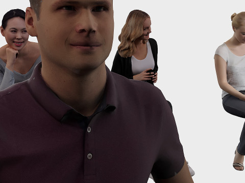 Persone sedute x13 Modello 3D