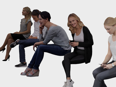 Persone sedute x13 Modello 3D