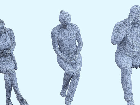 Persone sedute x13 Modello 3D