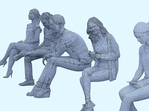 Persone sedute x13 Modello 3D