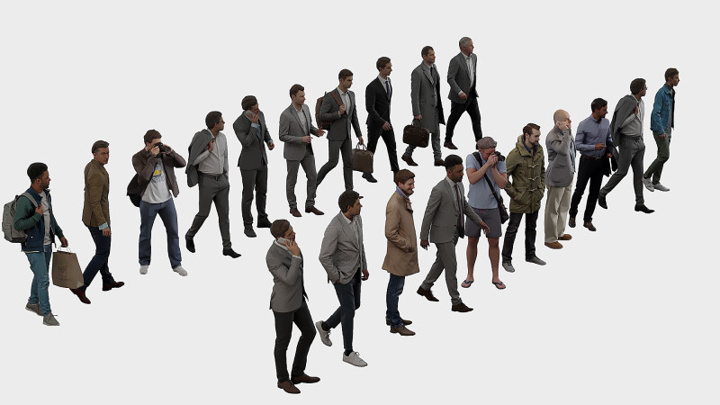 Set man x 20 3D Model .c4d .max .obj .3ds .fbx .stl .blend