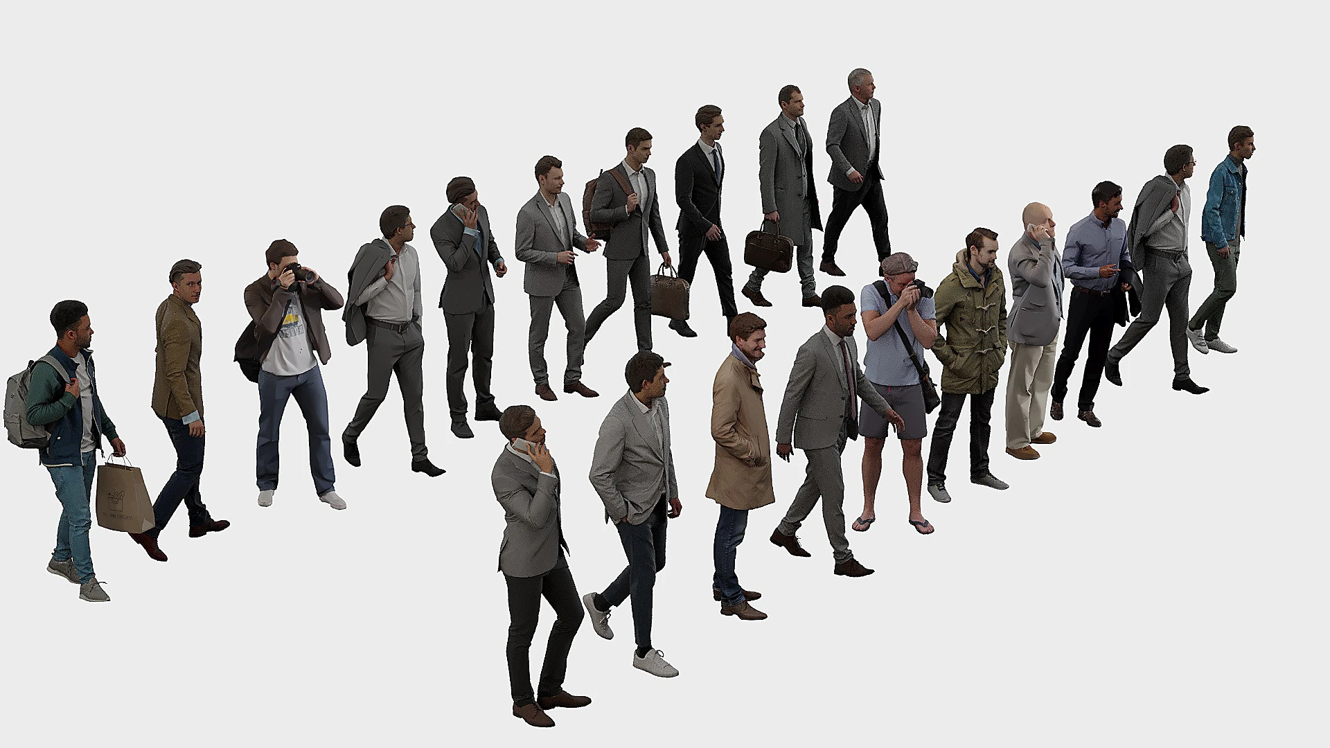 Set man x 20 3D Model .c4d .max .obj .3ds .fbx .stl .blend 
