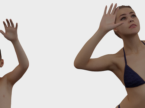 People on the beach in random poses x7 3D 模型