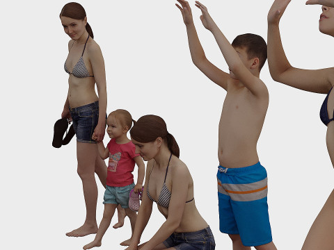 People on the beach in random poses x7 3D 模型