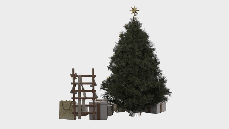 Christmas decoration set 02 Model 3D .c4d .max .obj .3ds .fbx .stl .blend 