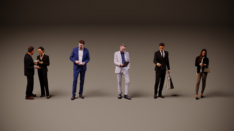 Collection of office workers x5 3D Model .c4d .max .obj .3ds .fbx .stl .blend 