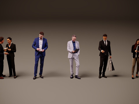 Collection of office workers x5 3D 모델